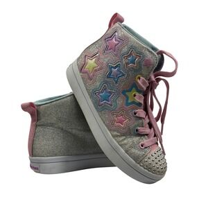 Skechers Twinkle Toes Girls High Top Sneakers Glitter Star Studded Size 3